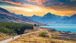 The mountains and clear blue waters of New Zealand.