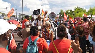 Manifestation dans le cadre de la grève générale à Fort-de-France, Martinique, le 22 novembre 2021