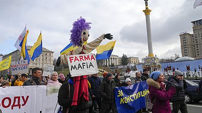 Manifestation contre les restrictions sanitaires et l'obligation vaccinale anti-Covid à Kiev, Ukraine, le 24 novembre 2021