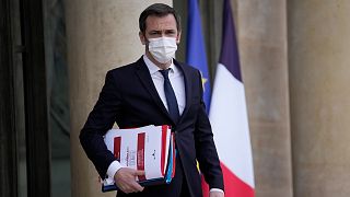 French Health Minister Olivier Veran leaves the Elysee Palace after the weekly cabinet meeting, Wednesday, Nov. 24, 2021 in Paris.