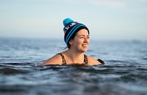 Hannah swimming in the 9C North Sea.