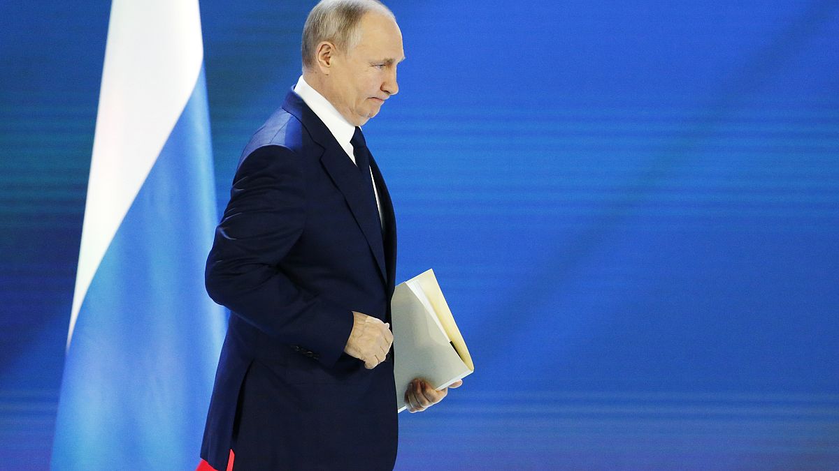 الرئيس الروسي فلاديمير بوتين قبل كلمة في موسكو، روسيا.
