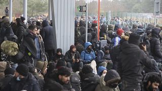 Лагерь мигрантов на белорусско-польской границе