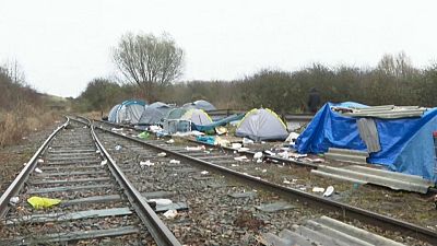 Un camp de migrants près de Dunkerque en France.