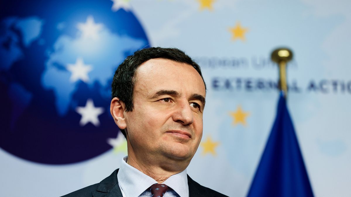 Kosovo's Prime Minister Albin Kurti at the EEAS building in Brussels, April 29, 2021.
