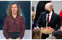 Olaf Scholz es felicitado por los parlamentarios recién elegido canciller federal por el Bundestag, Berlín, Alemania 8/12/2021