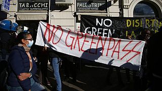 Immagine d'archivio di una manifestazione "No Green Pass" a Roma