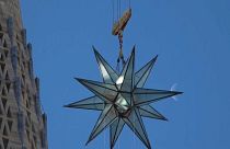 Star being lifted by crane