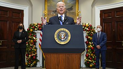 Joe Biden a Roosevelt Teremben 2021. november 30.