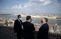 Mateusz Morawiecki, Matteo Salvini és Orbán Viktor áprilisban Budapesten