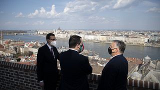 Mateusz Morawiecki, Matteo Salvini és Orbán Viktor áprilisban Budapesten