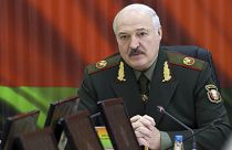 Belarusian President Alexander Lukashenko attends a meeting with top level military officials in Minsk.