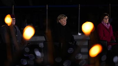 Angela Merkel, lors de la cérémonie d'adieu de l'armée, le 2 décembre 2021, Berlin
