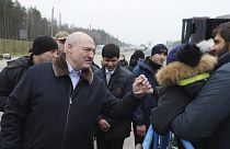 Belarusian President Alexander Lukashenko   at a logistics center at the checkpoint "Bruzgi" at the Belarus-Poland border near Grodno, Belarus