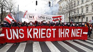 Göstericiler "Kendi kararım", "Avusturya'yı tekrar harika yap" ve "Erken seçim" yazılı pankartlarla yürüdü