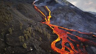 Вулкан Кумбре-Вьеха на острове Пальма не прекращает извергать потоки лавы
