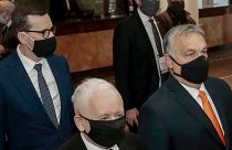 Orbán Viktor a lengyel Jog és Igazságosság párt vezetőivel Varsóban