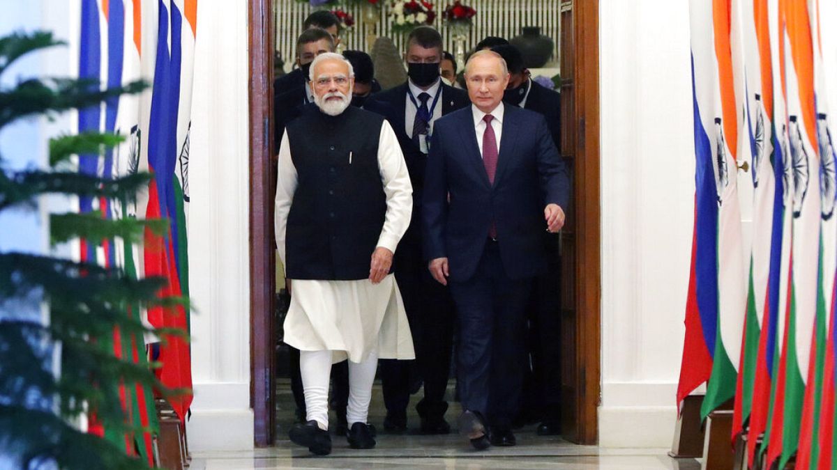 Премьер-министр Индии Нарендра Моди, президент РФ Владимир Путин 