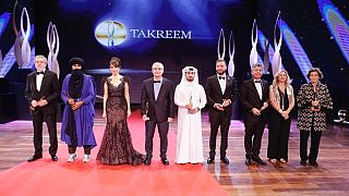 الفائزون بجائزة تكريم لعام 2021 خلال الاحتفال في بيروت، لبنان.
