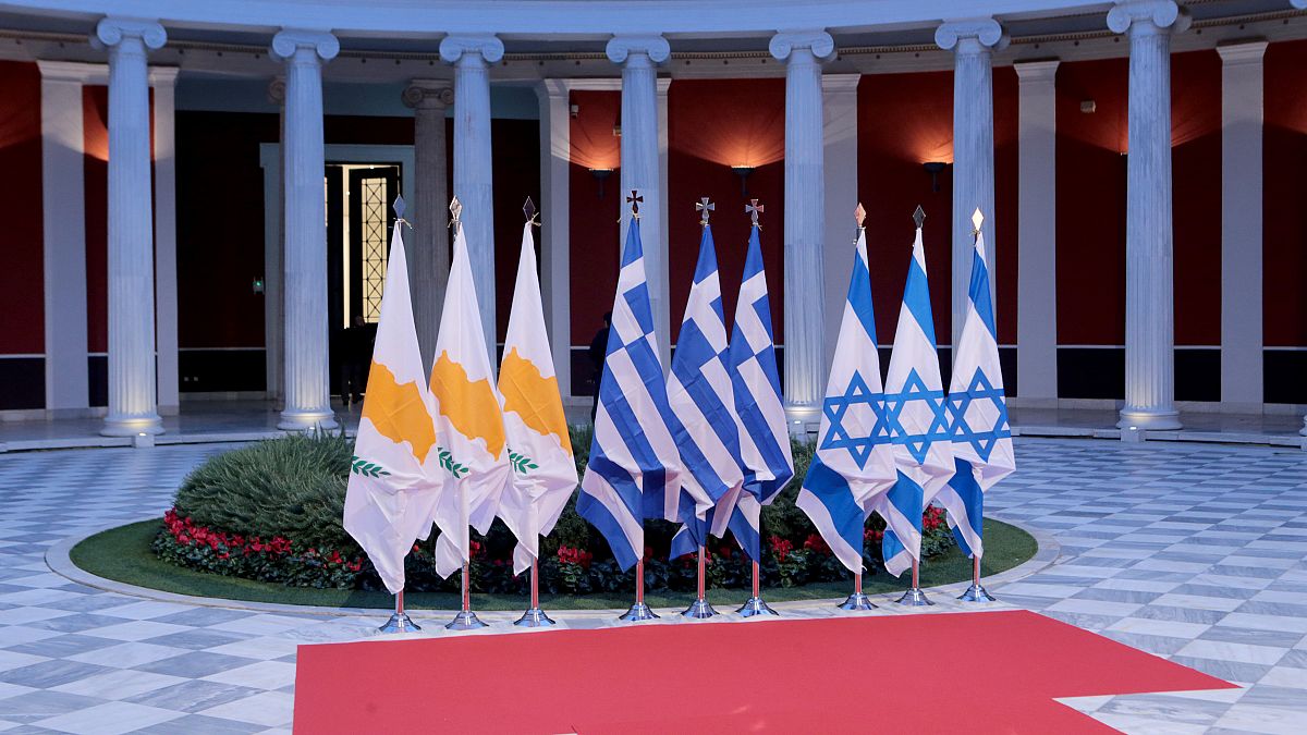 Οι σημαίες Κύπρου , Ελλάδας και Ισραήλ στο Ζάππειο