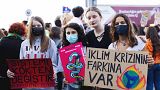 Alara Civelek climate activist during a protest in Istambul, Turkey.