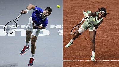 Novak Djokovic (links im Bild) und Serena Williams (rechts im Bild)