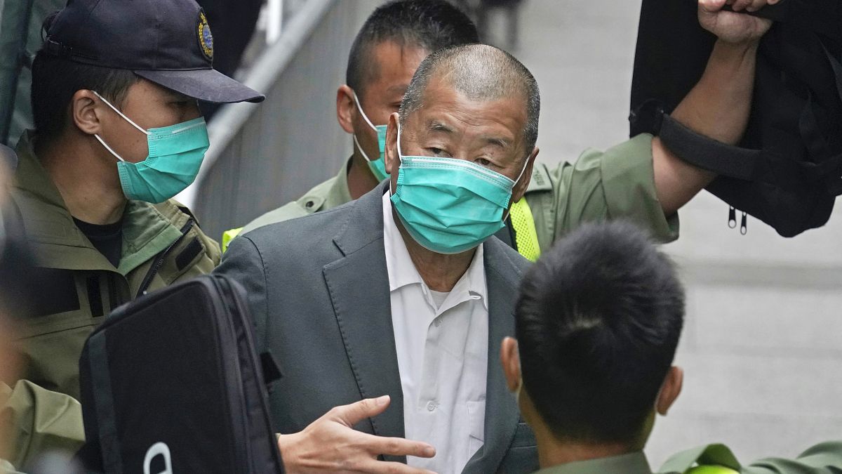 Democracy advocate Jimmy Lai leaves the Hong Kong's Court of Final Appeal in Hong Kong, Feb. 9, 2021.