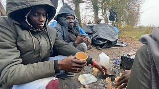 Asylum-seekers waiting in Calais for their chance to cross the English Channel. 