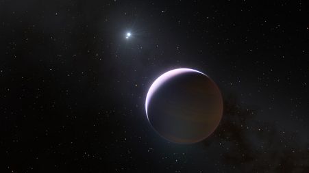 An artist's impression shows the planet, b Centauri b, which is ten times as massive as Jupiter - the largest planet in our solar system