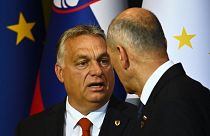 Orbán Viktor és Janez Janša a nyugat-balkáni csúcson, 2021 júniusában
