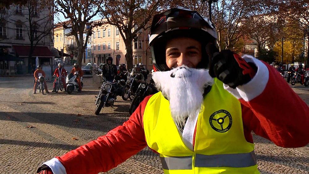 Bikers dressed up as Santa Claus parade to raise donations for those in need thumbnail