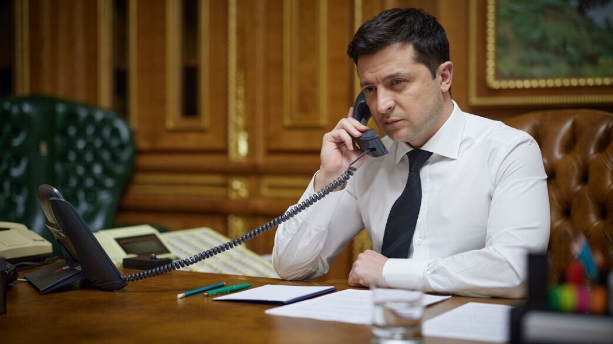 Wolodymyr Selenskyj während eines früheren Telefonats mit Joe Biden