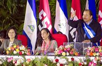 Nicaragua's President Daniel Ortega with Taiwan's President Tsai Ing-wen