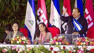 Nicaragua's President Daniel Ortega with Taiwan's President Tsai Ing-wen