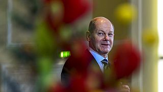 Outgoing Finance Minister and new German Chancellor Minister Olaf Scholz delivers a speech during the handing-over ceremony with his successor in the German Federal Ministry o