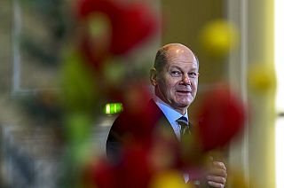 Outgoing Finance Minister and new German Chancellor Minister Olaf Scholz delivers a speech during the handing-over ceremony with his successor in the German Federal Ministry o