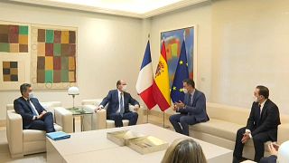 Reunión entre Pedro Sánchez y Jean Castex en el Palacio de la Moncloa