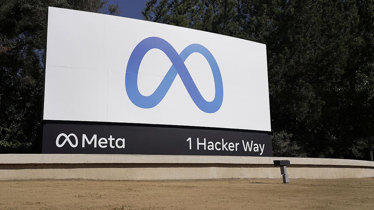 Facebook unveiled their new Meta sign at the company headquarters in Menlo Park, Calif., on, Oct. 28, 2021.