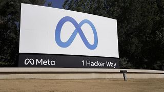 Facebook unveiled their new Meta sign at the company headquarters in Menlo Park, Calif., on, Oct. 28, 2021.