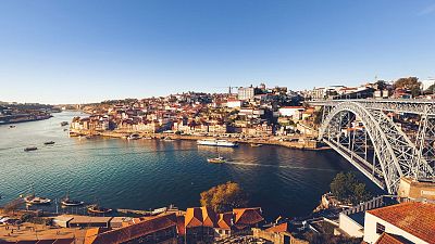 Blue skies in Porto city, Portugal.