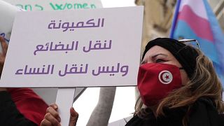 Protesta en Túnez contra la violencia de género