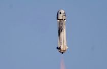 Blue Origin's New Shepard rocket launches carrying six passengers passengers from its spaceport near Van Horn, Texas, Saturday, Dec. 11, 2021
