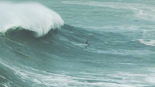 Surfers try to tame the waves of Nazaré