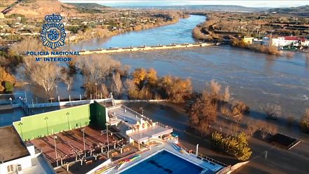 Drone shots of flooding in northeast Spain