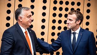 Orbán Viktor miniszterelnök és Emmanuel Macron francia elnök az EU-Nyugat-Balkán-csúcstalálkozón két hónapja