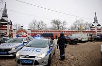 Déploiement de police aux abords du couvent Vvedenski Vladytchny de la ville de Serpoukhov, le 13/12/2021