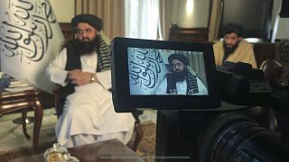 The foreign minister in Afghanistan's new Taliban-run cabinet, Amir Khan Muttaqi gives an interview in Kabul