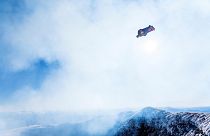 Sebastian Alvarez wingsuits over a volcano in Pucón, Chile