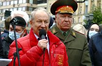 Valery Rashkin speaks at a rally protesting against the latest Russian elections results in September.