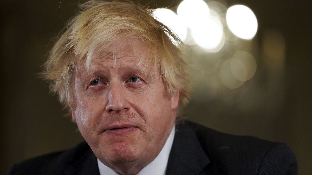 British Prime Minister Boris Johnson records an address to the nation at Downing Street, London